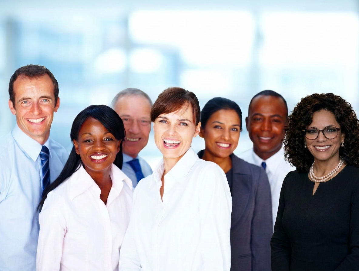 Professional group portrait representing partner teams